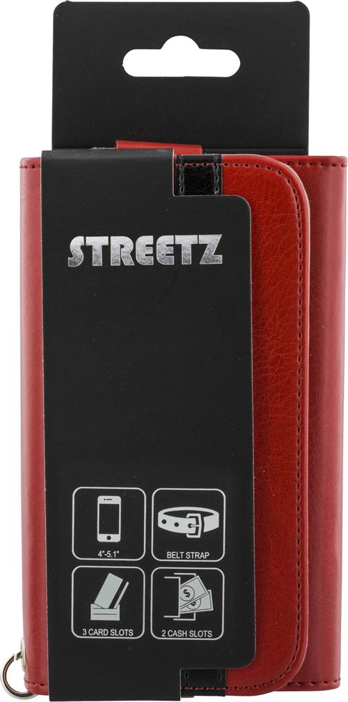 STREETZ plånboksfodral för 4-5,1"-smartphones, konstläder, röd/svart - 4