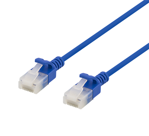 Deltaco U/UTP Cat6a patchkabel slim, 2m, blå