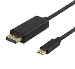 Deltaco USB-C till DisplayPort-kabel, 2m, 3840x2160 i 60Hz, 21,6 Gb/s, svart