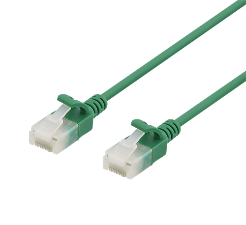 Deltaco U/UTP Cat6a patchkabel slim, 1m, grön