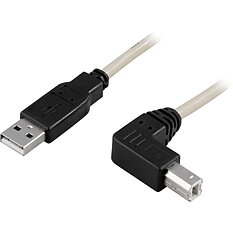 Deltaco USB-kabel, 5m, vinklad, beige/svart