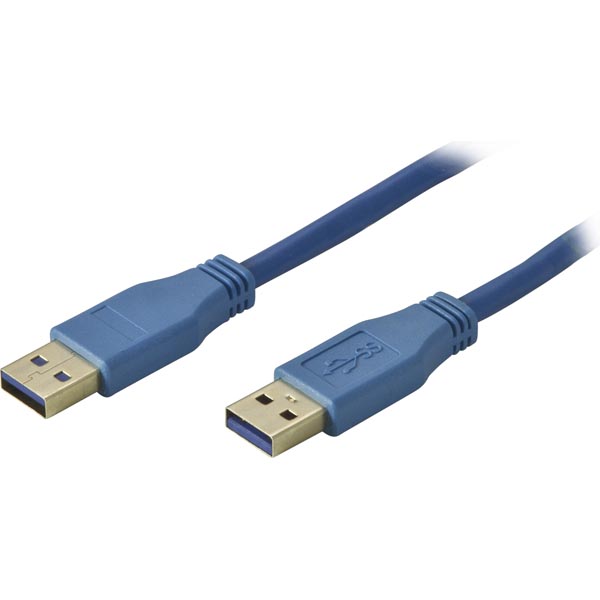Deltaco USB 3.0 kabel, Typ A ha - Typ A ha, guldplätterade kontakter, 3m, blå - 2