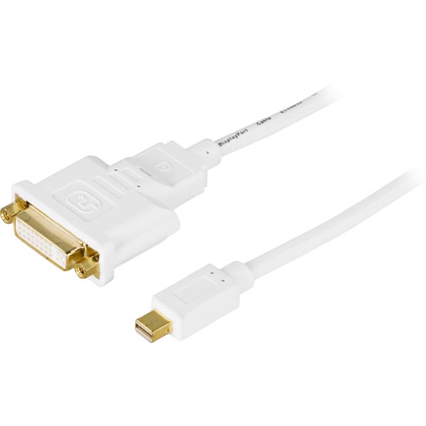 Deltaco mini DisplayPort till DVI-D Single Link monitorkabel, 3m, vit