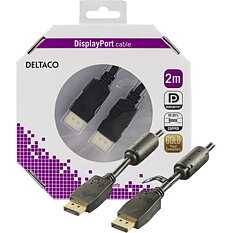 Deltaco DisplayPort monitorkabel, 2m, svart, retail