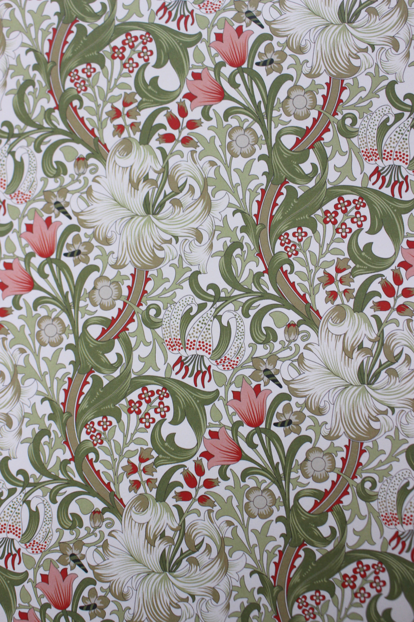 William Morris, grön rosa vit