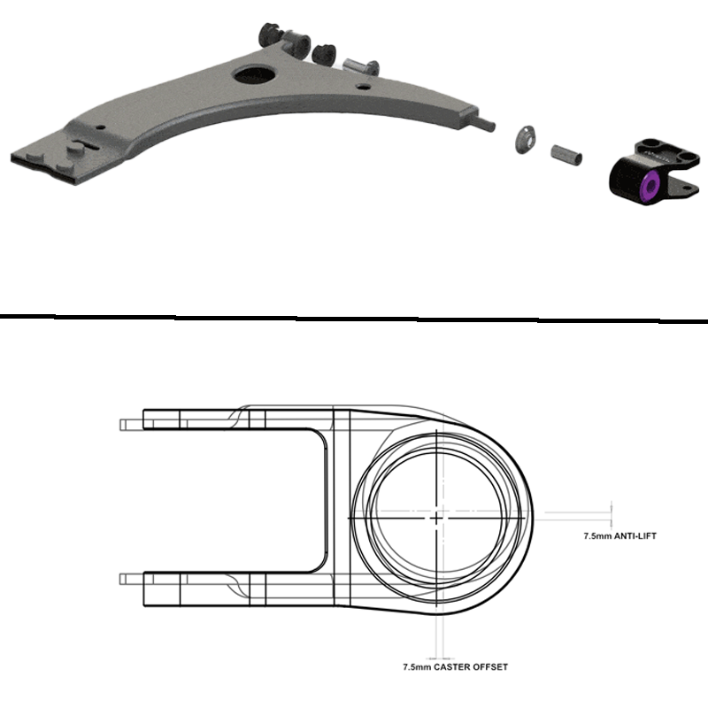 Främre Bärarms Bakbussningar Anti-Lift & Caster Offset (2) - 3