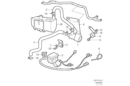  Coolant hose Parking heater 9-3