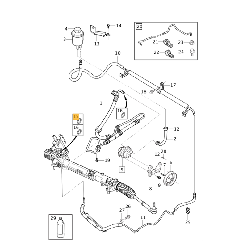O-ring, steering system (10) - 2