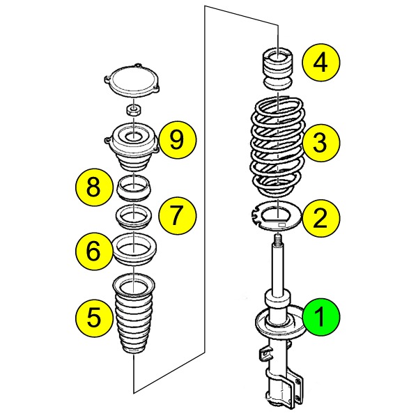 Shock absorber kit with spring 9-5 02-10Standard (1) - 2