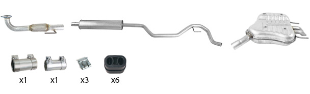Exhaust system standard 62L tank