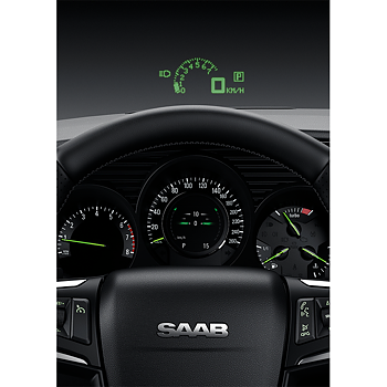 Poster SAAB NG 9-5, Instrumentering, Heads-Up