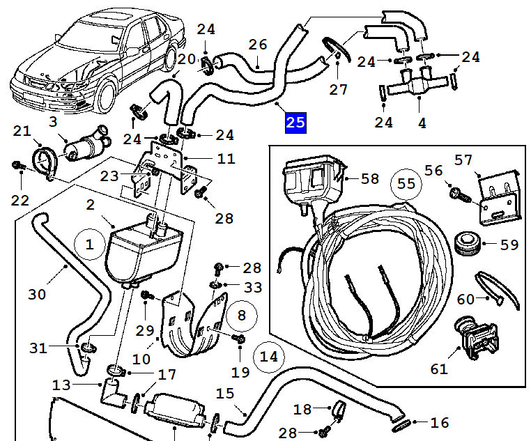  Hose for heater 9-5 98-01