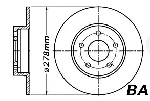 278mm Solid Bromskod BA