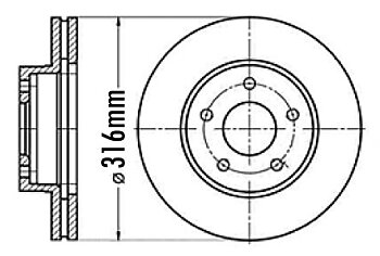 Bromssats V70 2008> 316mm