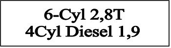 6-Cyl gasoline 2,8T and 4-Cyl Diesel Z19D