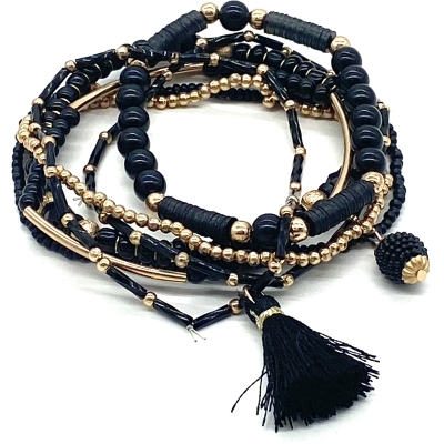 PEARL ARMBAND SVART JUST D´LUX