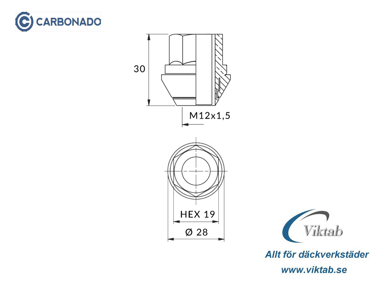 Hjulmutter M12x1,5 Ford – Öppen  - 3