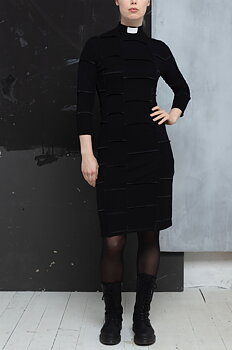 NO-WASTE - Dress with slim three quarter sleeve 