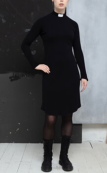 HULDA STUDIO -Merino wool dress with long slightly slim  sleeve