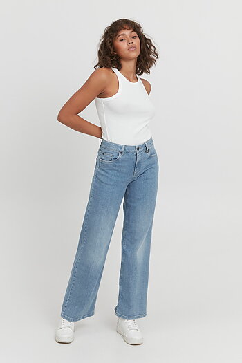 Pulz - Emma Jeans Wide Leg Light Blue Ankle