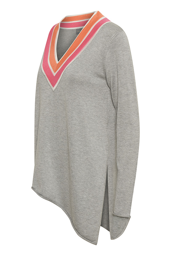 Culture - Juana Long Jumper Light Grey Melange - 3