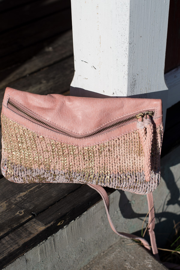 Unmade - Knit Leather Crossbody  Powder