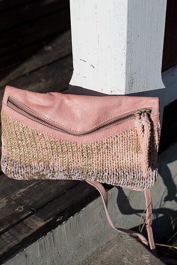 Unmade - Knit Leather Crossbody  Powder