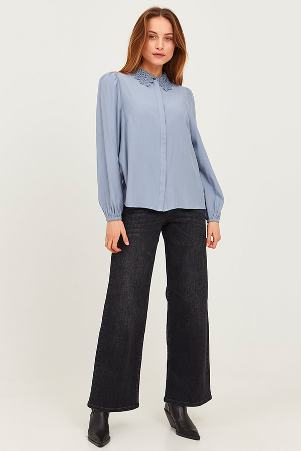 Pulz - Emma Jeans Wide Straight Leg Black / längd 32 tum  - 10
