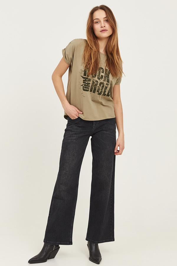 Pulz - Emma Jeans Wide Straight Leg Black / längd 32 tum  - 6