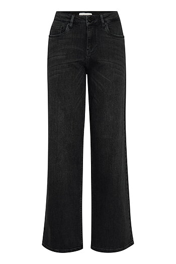 Pulz - Emma Jeans Wide Straight Leg Black / längd 32 tum 