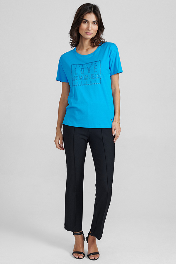 Mos Mosh - MMCiara O-SS Glam Tee  Blue Aster - 3