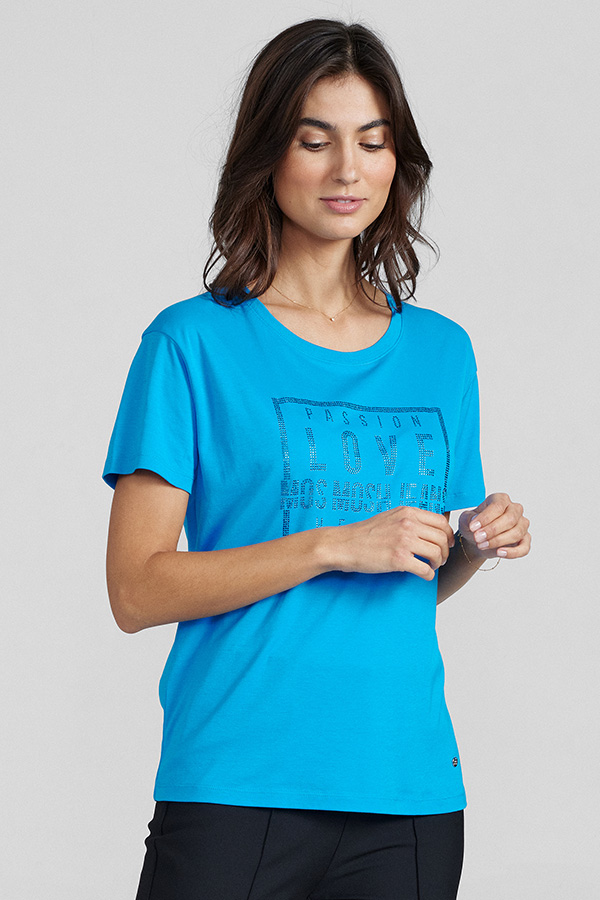 Mos Mosh - MMCiara O-SS Glam Tee  Blue Aster