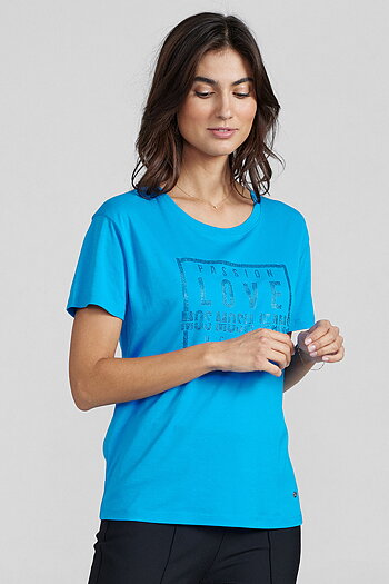 Mos Mosh - MMCiara O-SS Glam Tee  Blue Aster