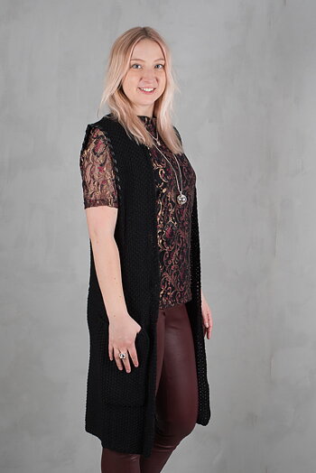 Unmade - Leather Trims Waistcoat Black