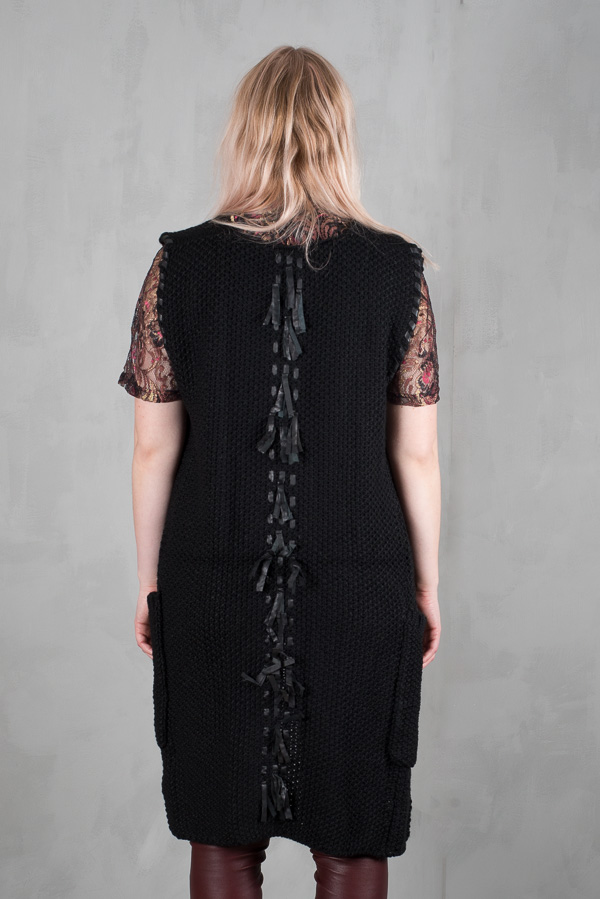 Unmade - Leather Trims Waistcoat Black - 3