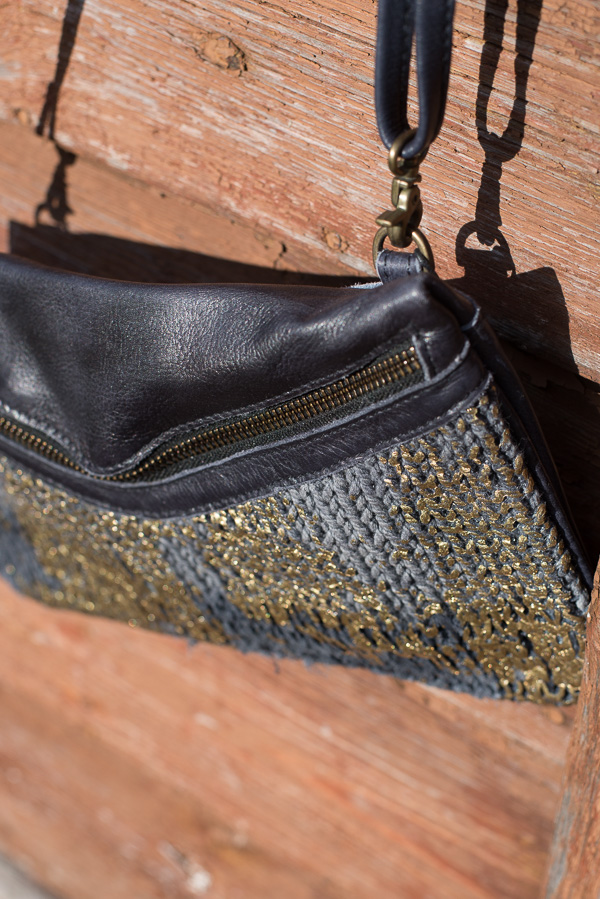 Unmade - Knit Leather Crossbody  Black Grey - 5