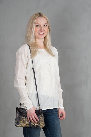 Unmade - Knit Leather Crossbody  Black Grey