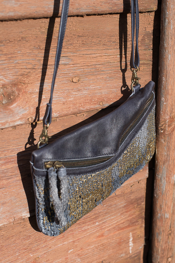 Unmade - Knit Leather Crossbody  Black Grey - 4