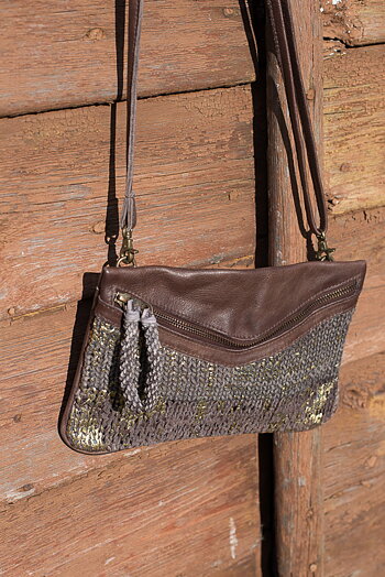Unmade - Knit Leather Crossbody  Brown