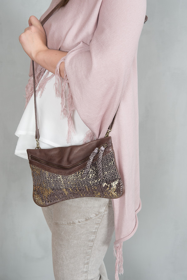Unmade - Knit Leather Crossbody  Brown - 3