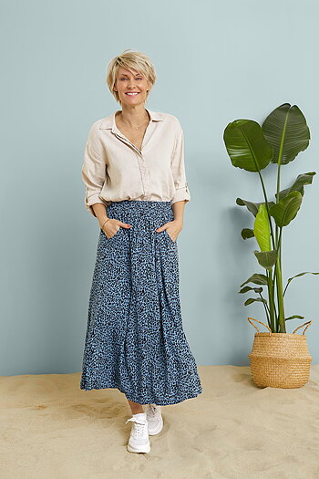 Kaffe - Barbara Skirt Quiet Harbour / Black Animal