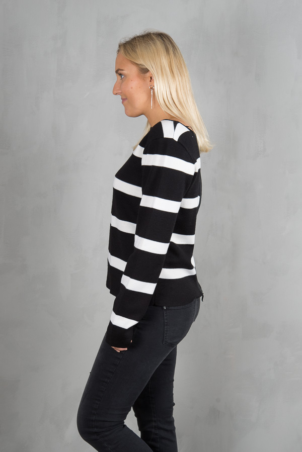 Pulz - Lori Knitted Blouse Black / White - 2