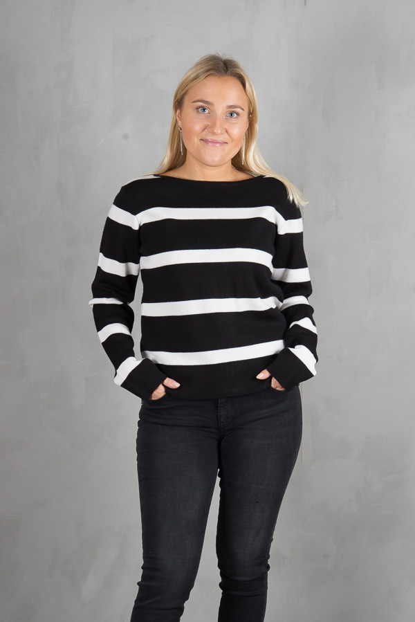 Pulz - Lori Knitted Blouse Black / White - 3