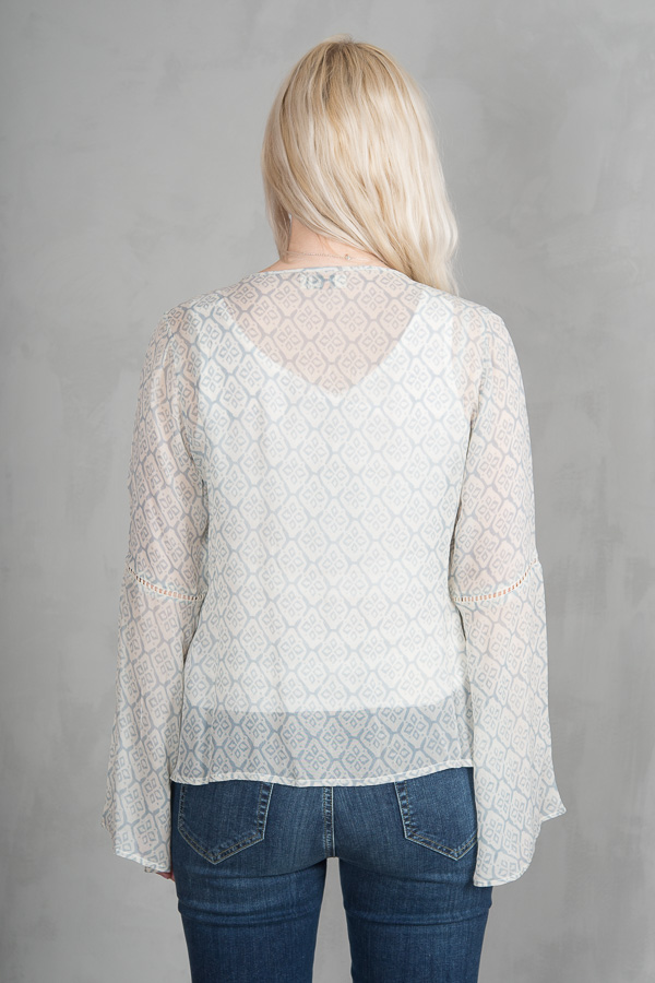Monrow - Turner Blouse Printed Blue  / Offwhite - 2