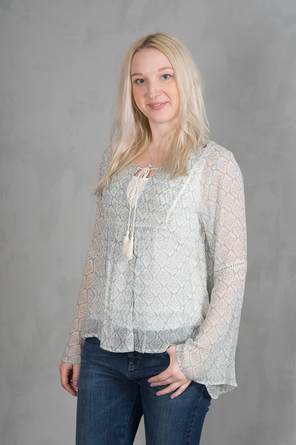 Monrow - Turner Blouse Printed Blue  / Offwhite - 3