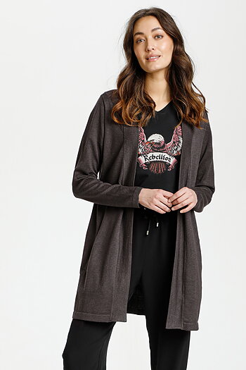 Culture - Annemarie Long Cardigan Raven Melange