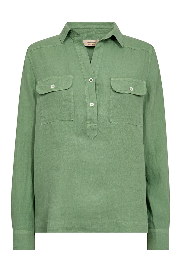 MMEnna Linnen Pocket Blouse Turf Green