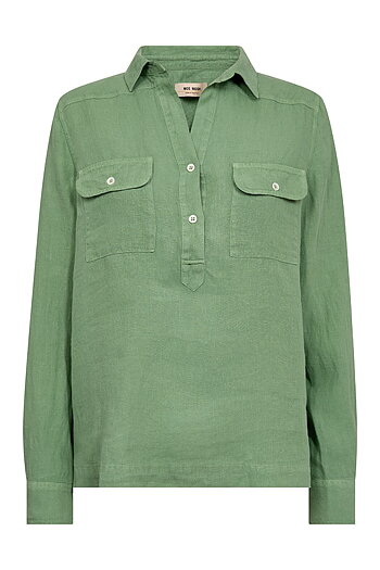 MMEnna Linnen Pocket Blouse Turf Green