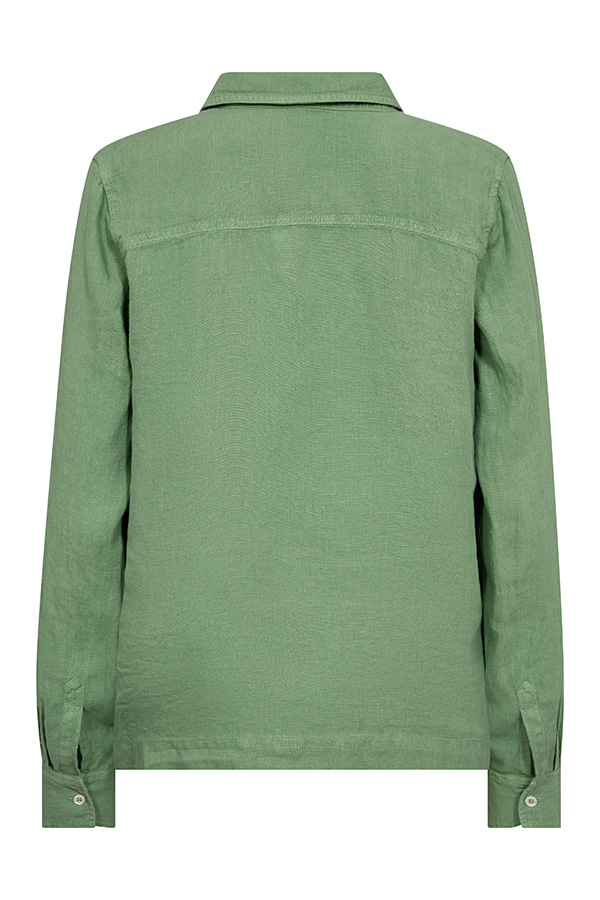 MMEnna Linnen Pocket Blouse Turf Green - 2
