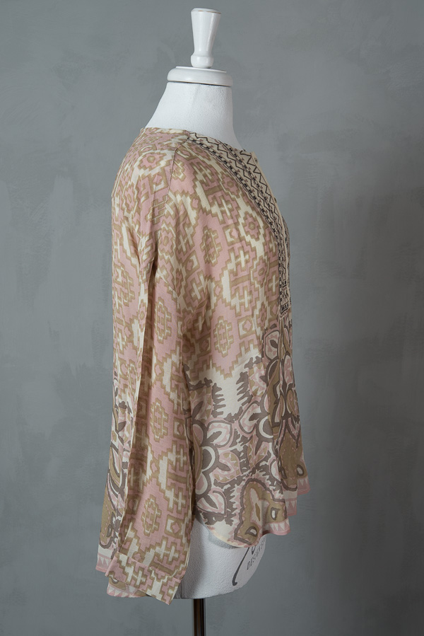Monrow - Allison Blouse Offwhite / Dusty Pink - 3